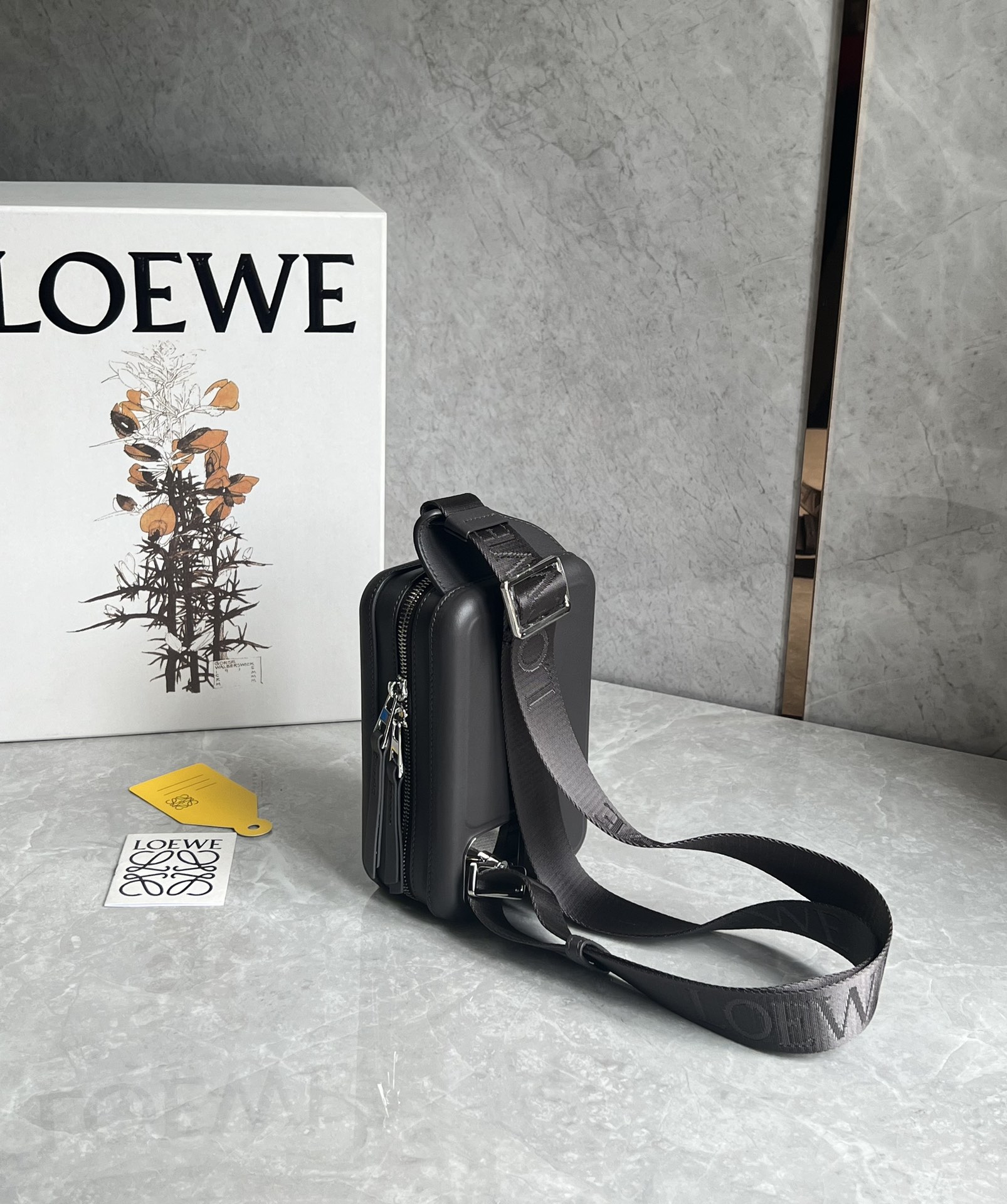 Loewe Molded Sling in Smooth Calfskin Dark Grey